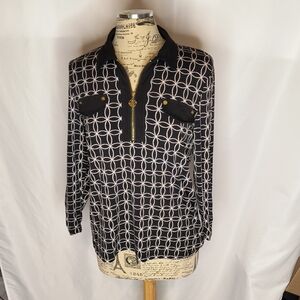 Anne Klein Black and White Geometric Women's Jacket